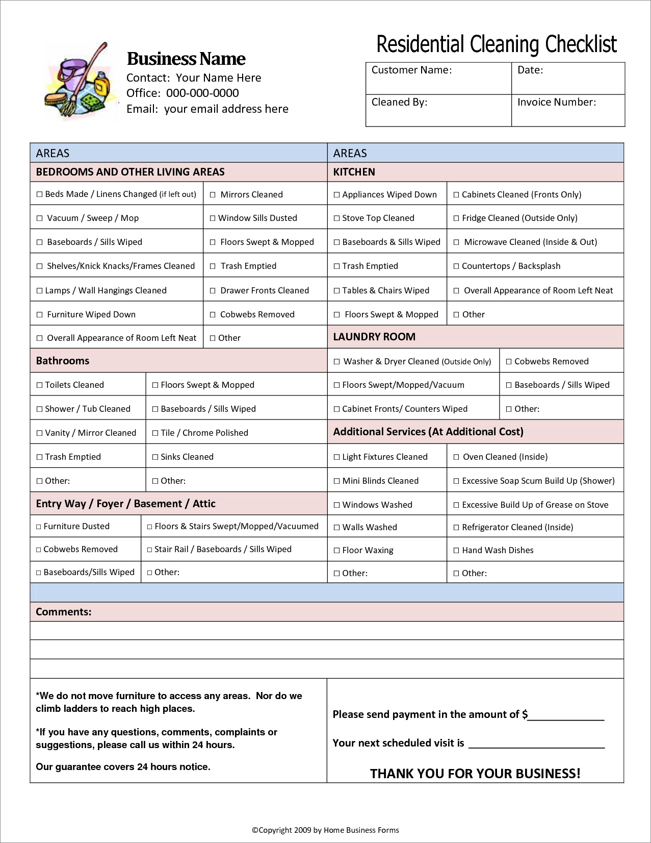 sample of residential cleaning checklist template