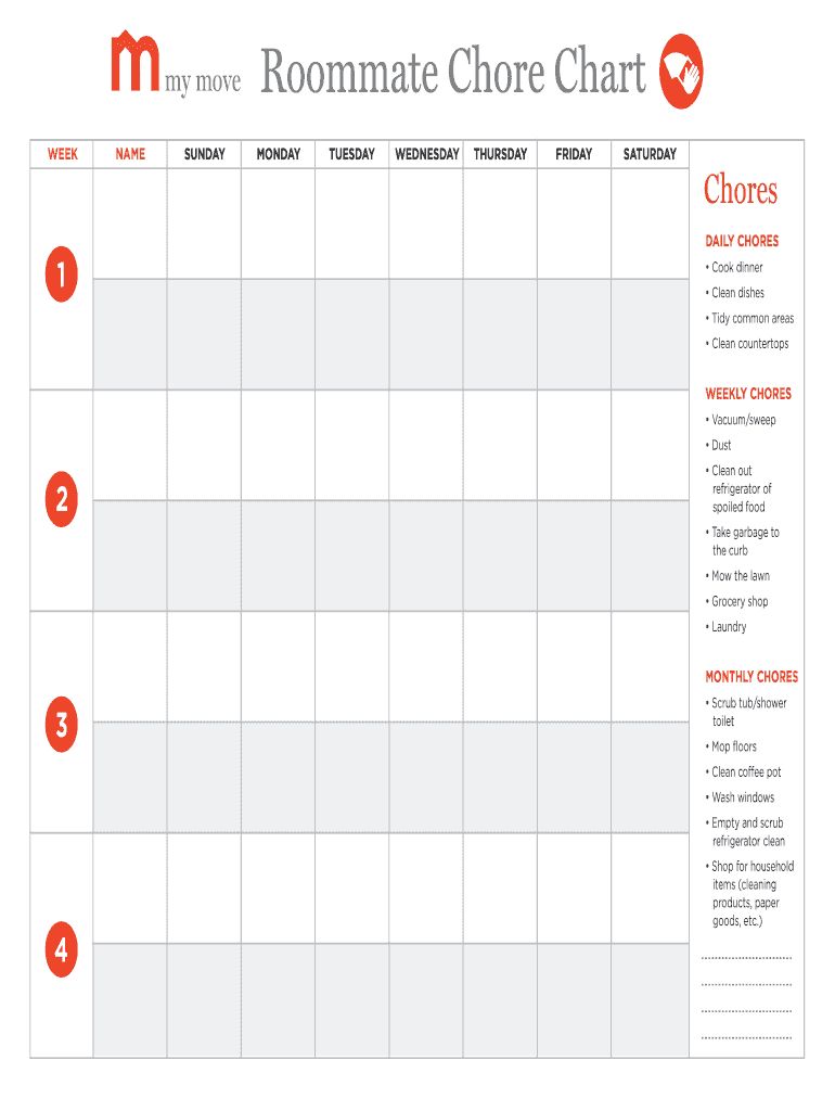 sample of roommate cleaning schedule template