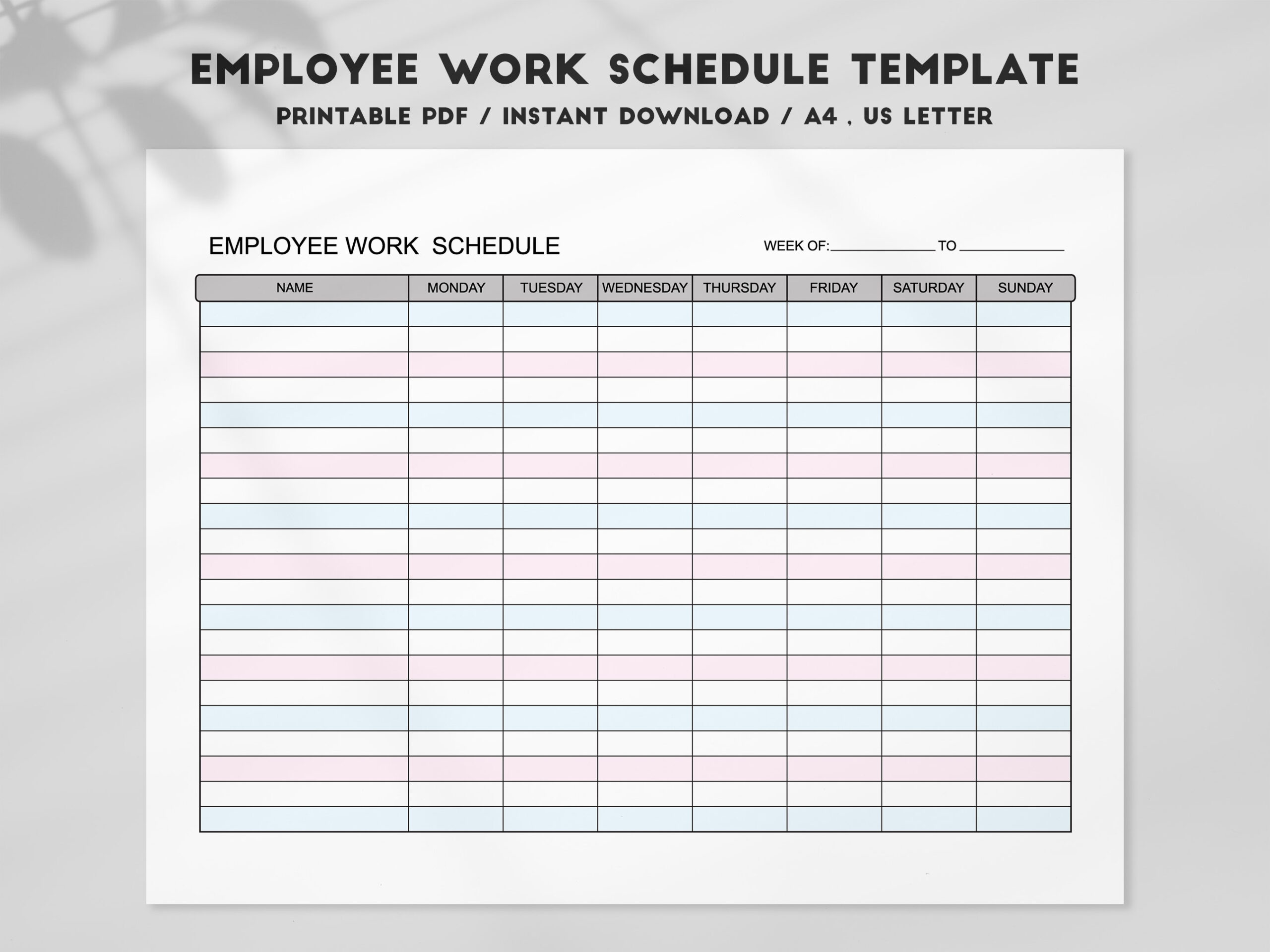 sample of schedule template for employees