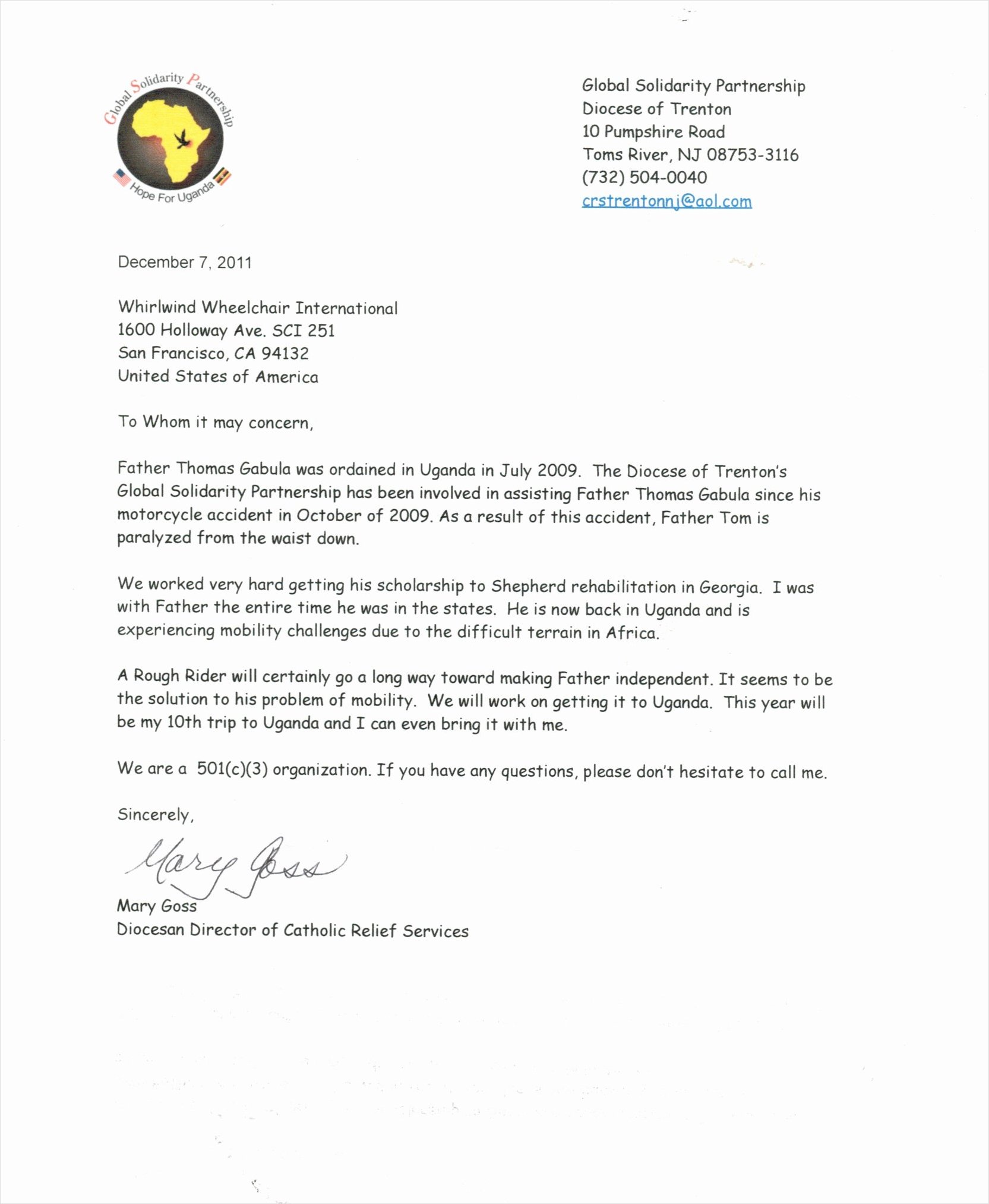 sample of support letter template for missions trip