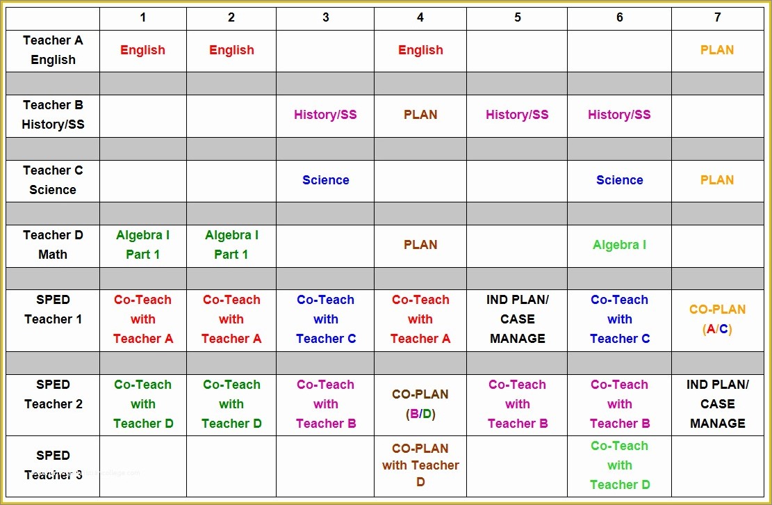 sample of teacher schedule template