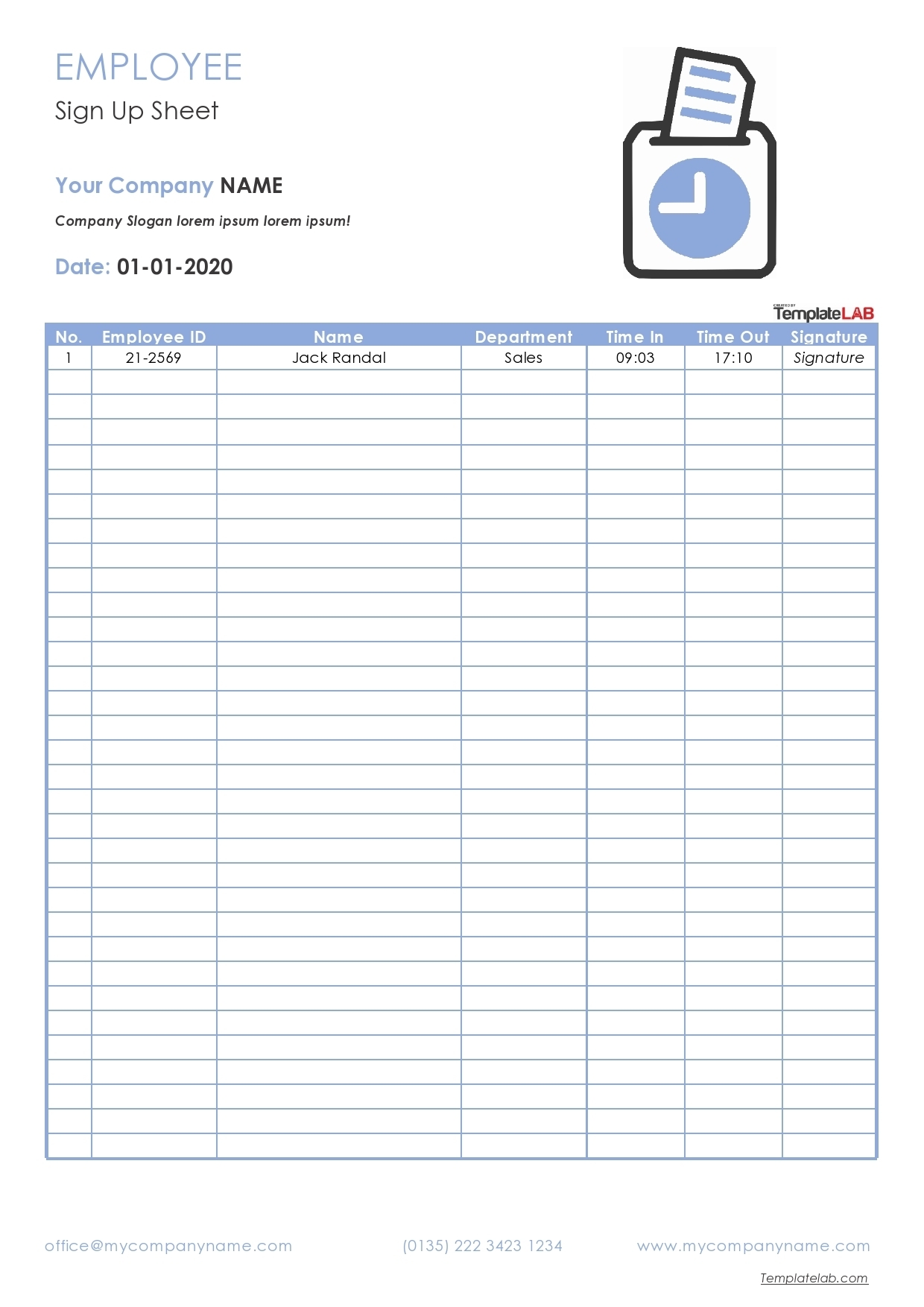 Pick Time Slot Sign Up Sheet Template Excel