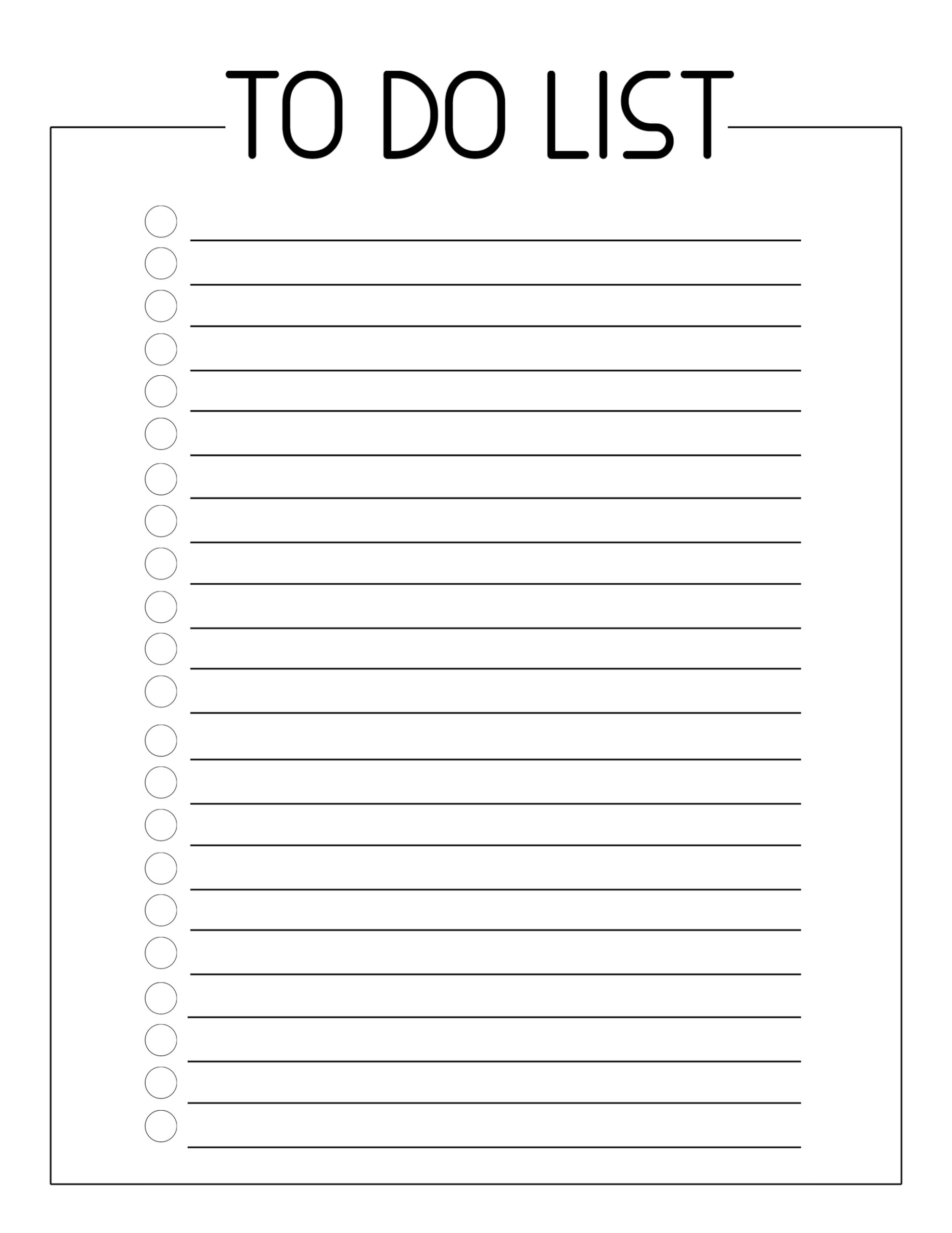 sample of to-do checklist template