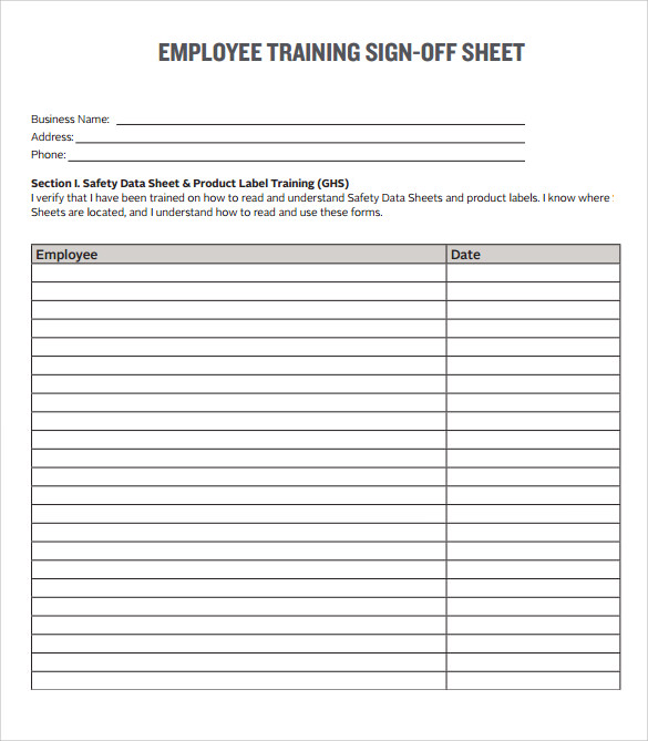sample of training sign-in sheet template