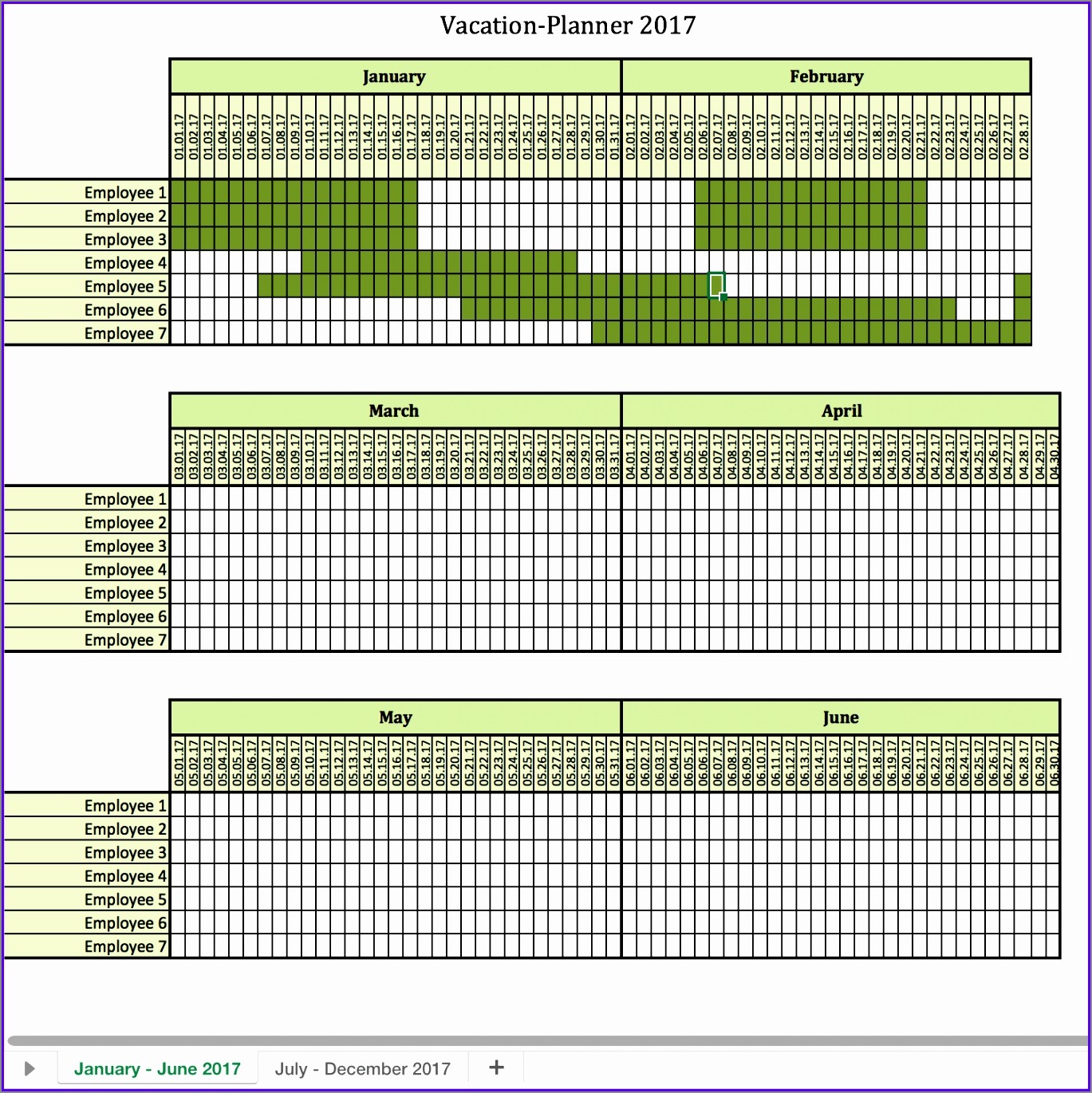 sample of vacation schedule excel template