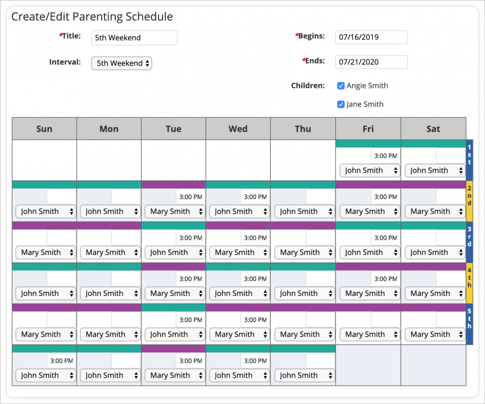 sample of visitation schedule template