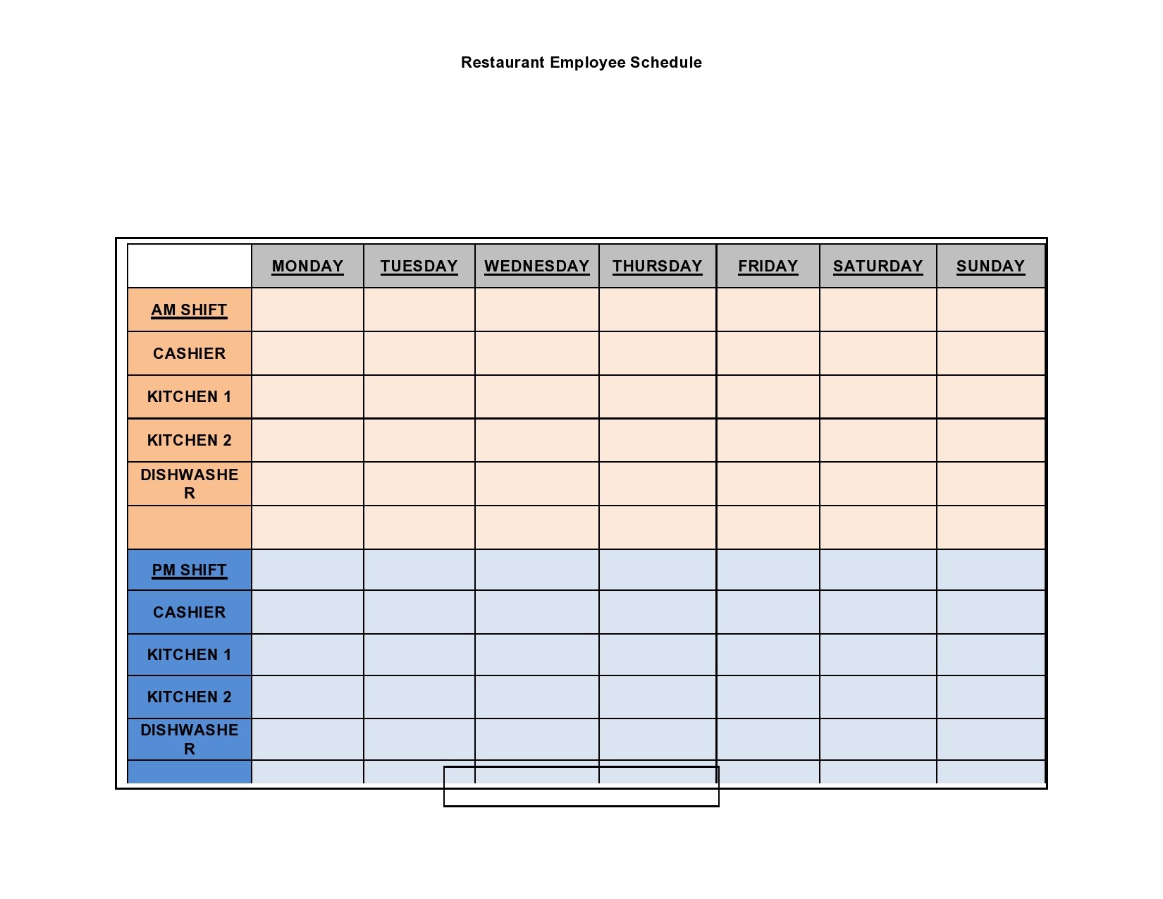 schedule template for employees sample