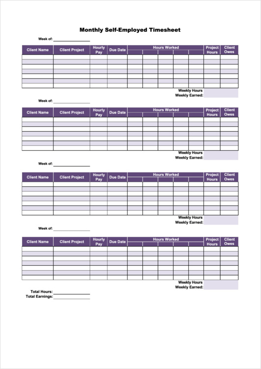 self employed timesheet invoice template example