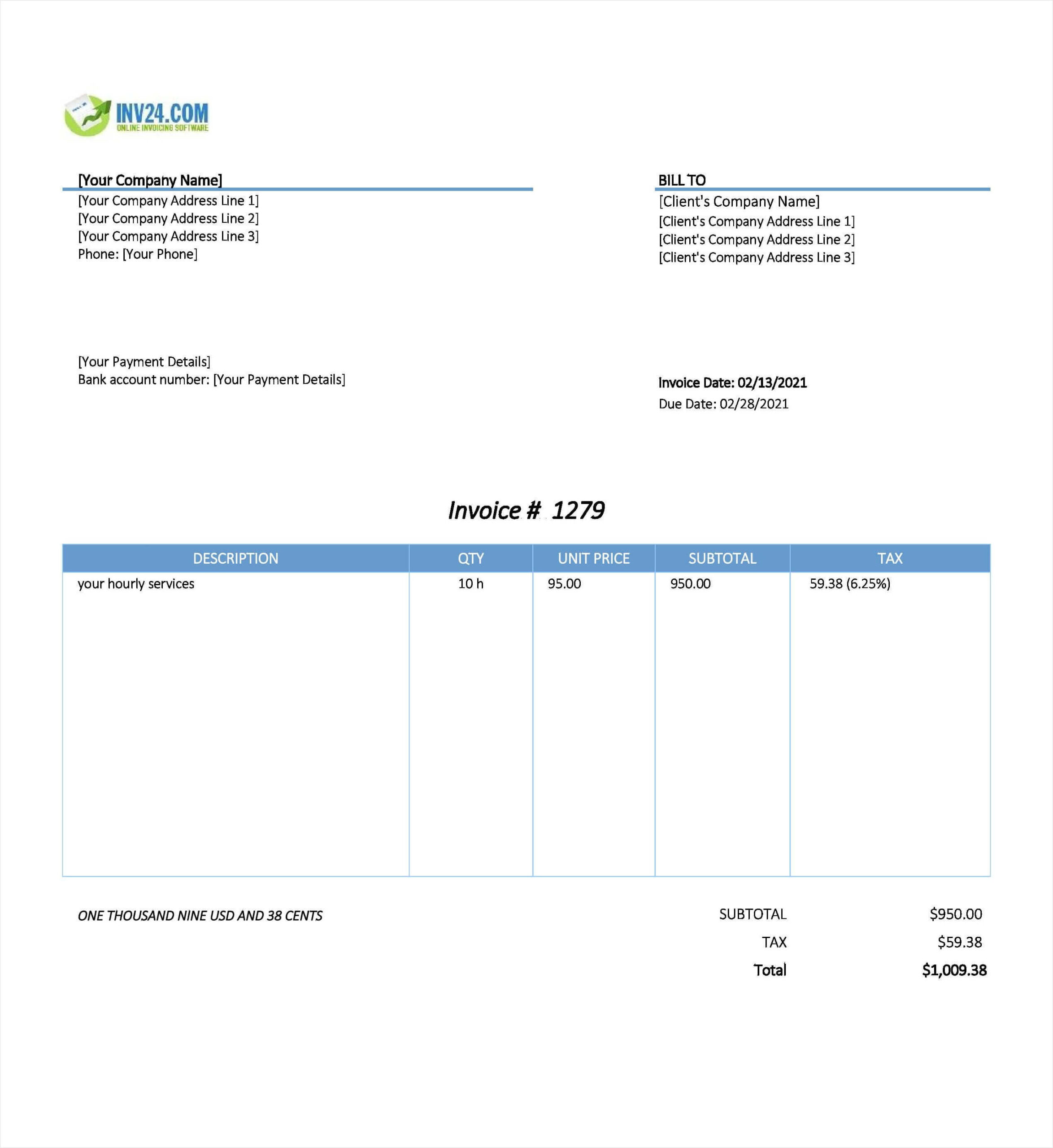 self employed timesheet invoice template sample