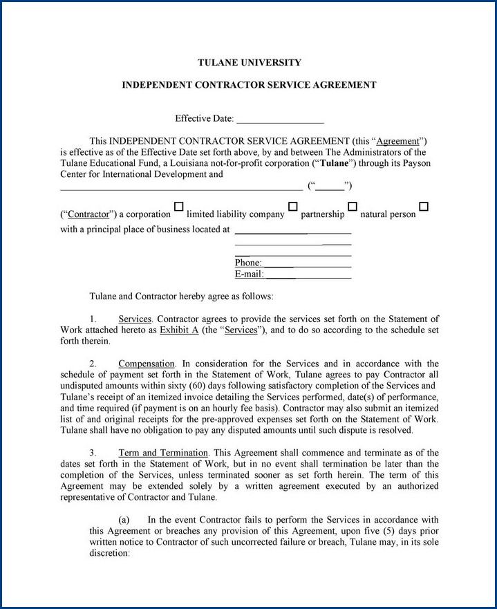 service agreement letter template sample