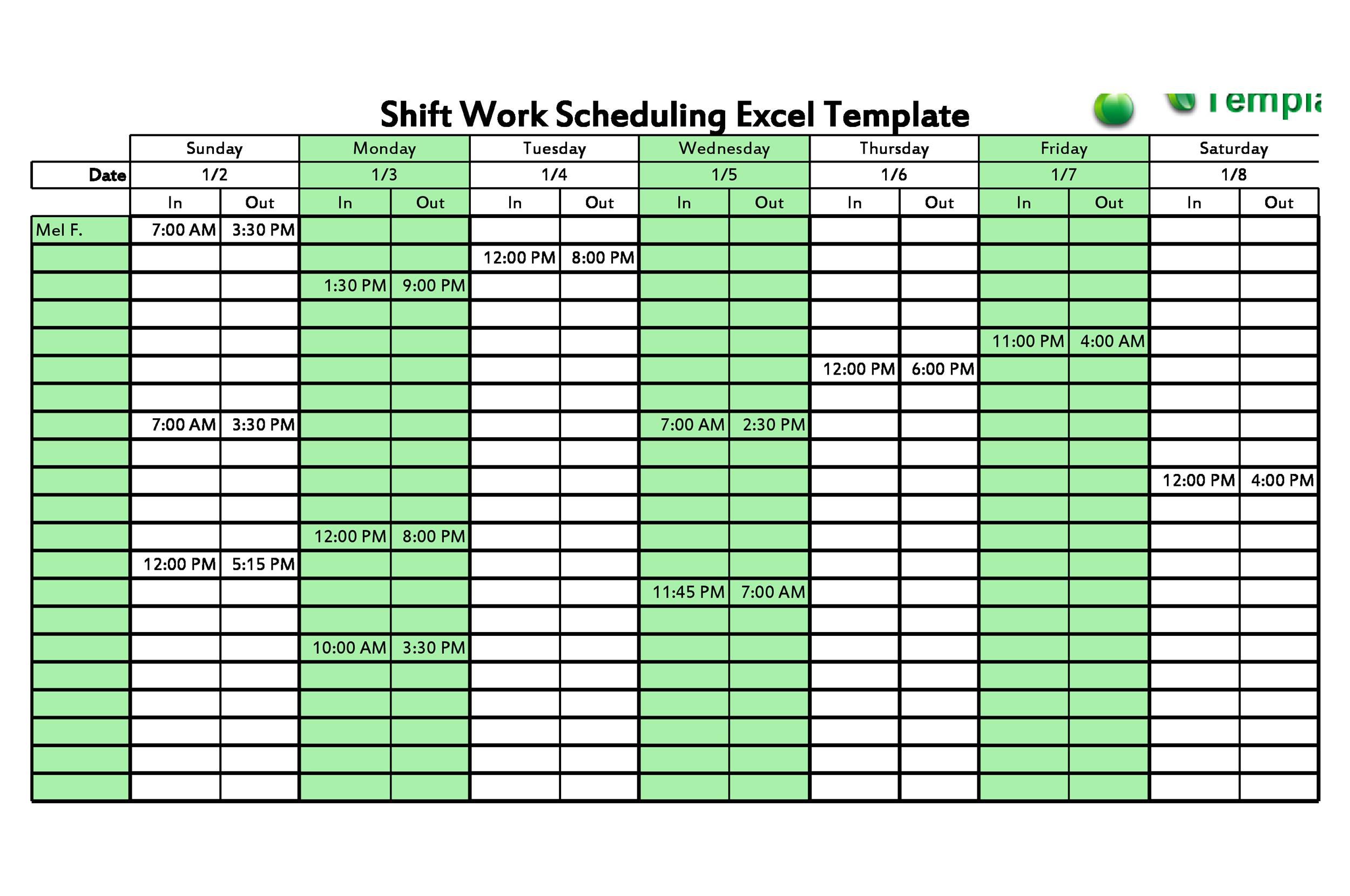 shift rotation schedule template
