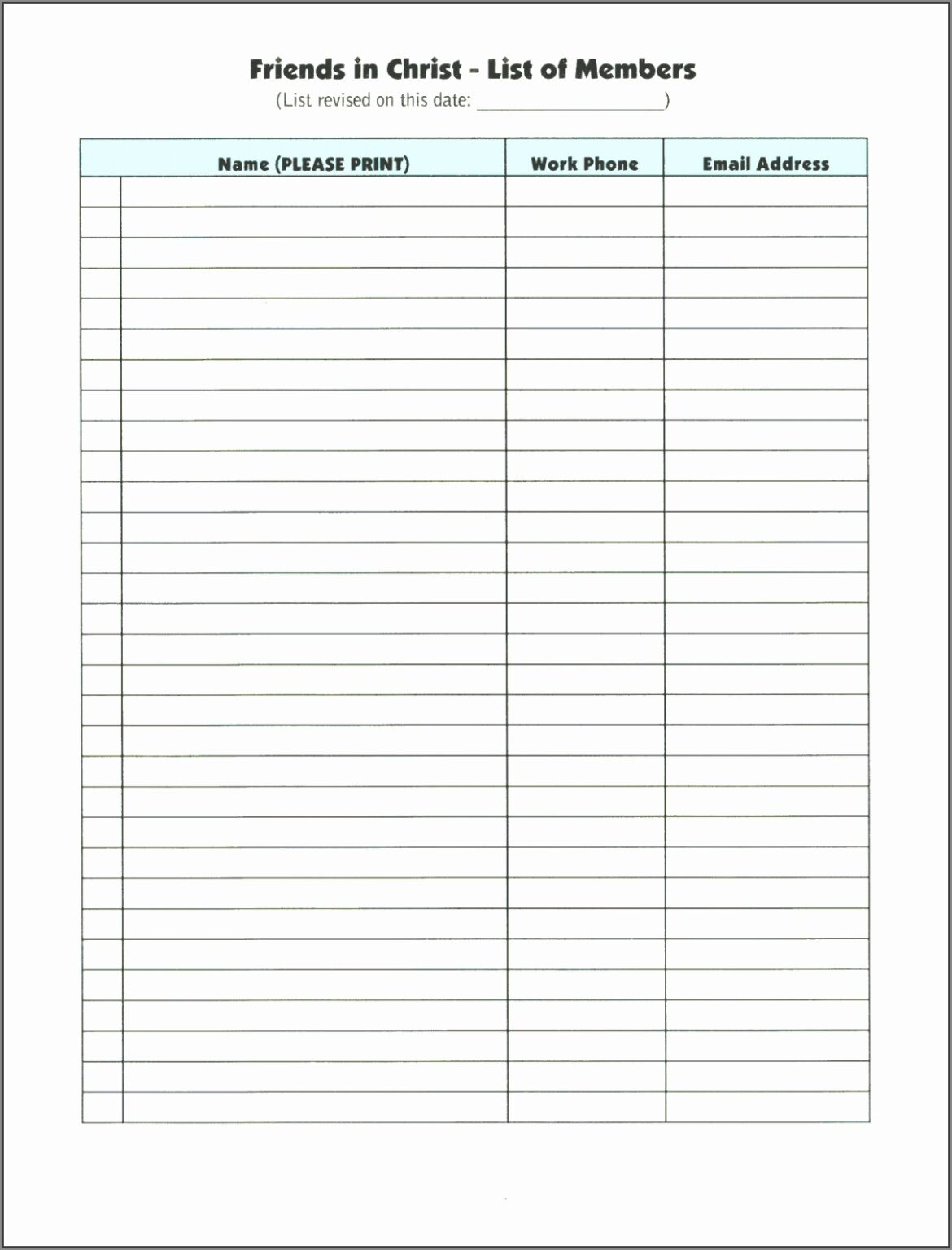 Free Printable General Sign-in Sheet Template