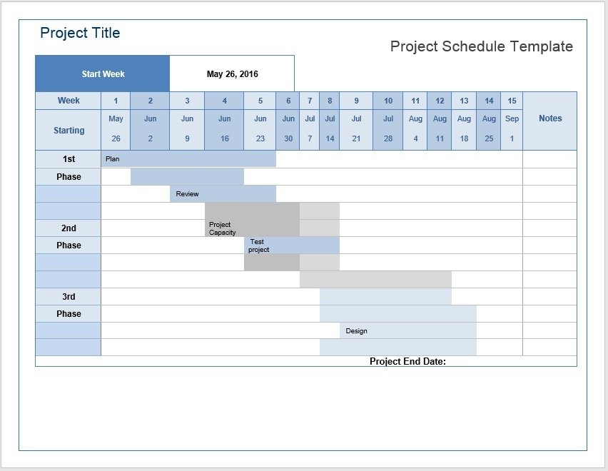 simple project schedule template sample