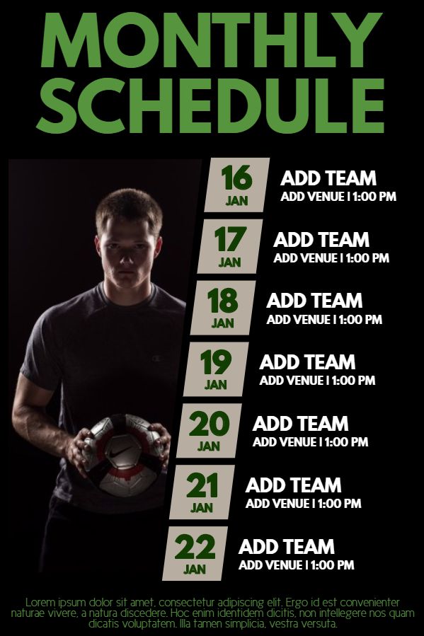 soccer schedule template example
