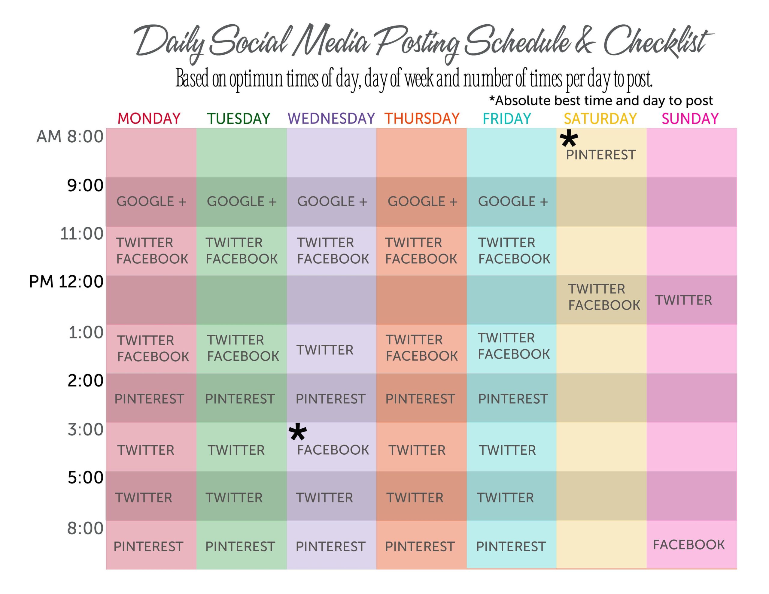 social media schedule template