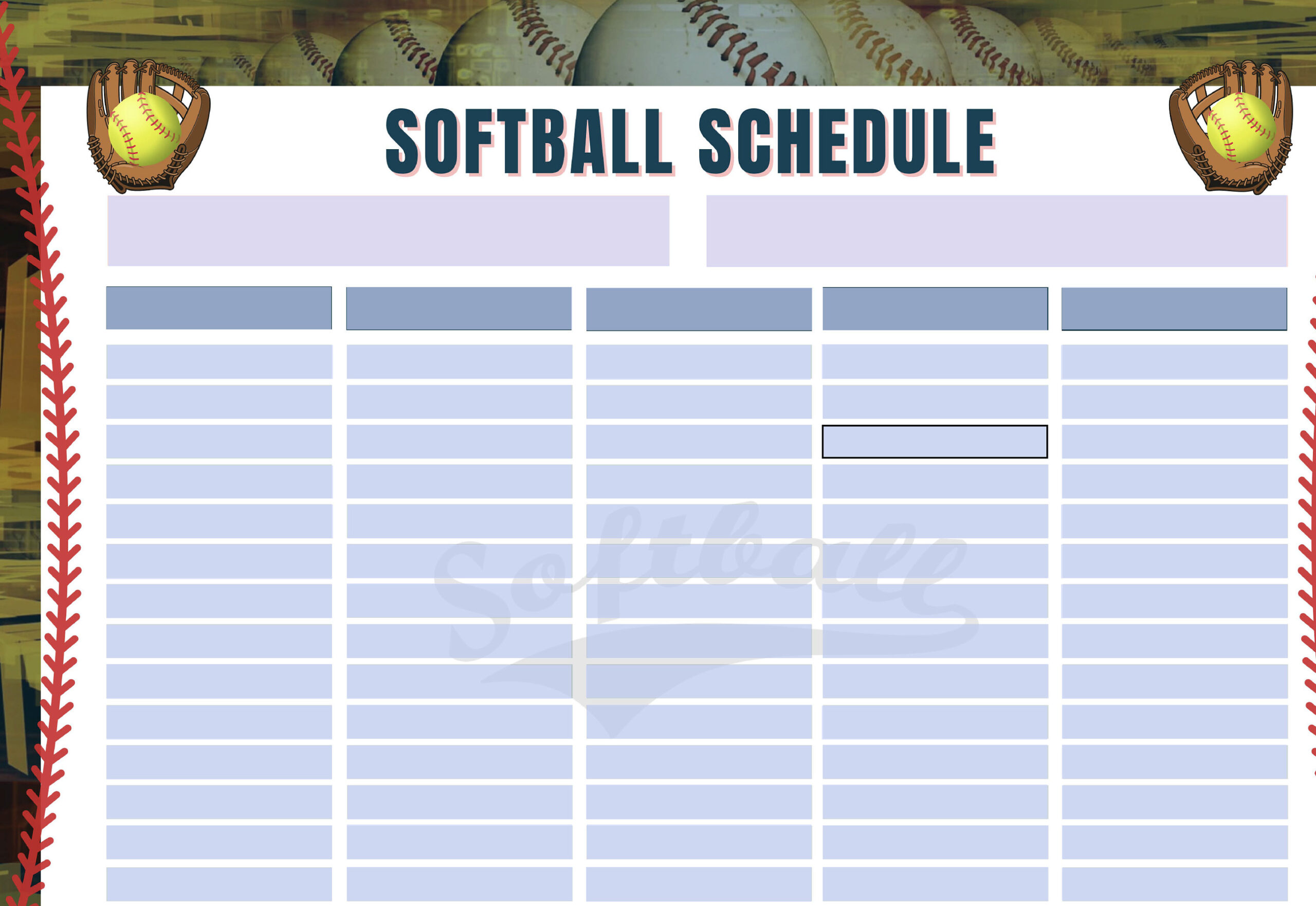 softball schedule template example