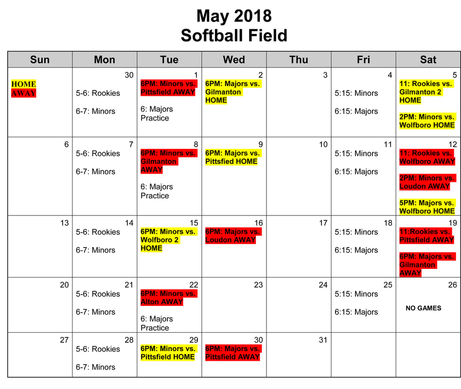 softball schedule template