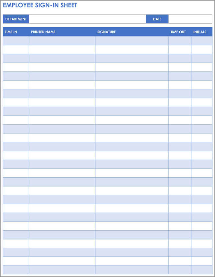 staff sign in sheet template example