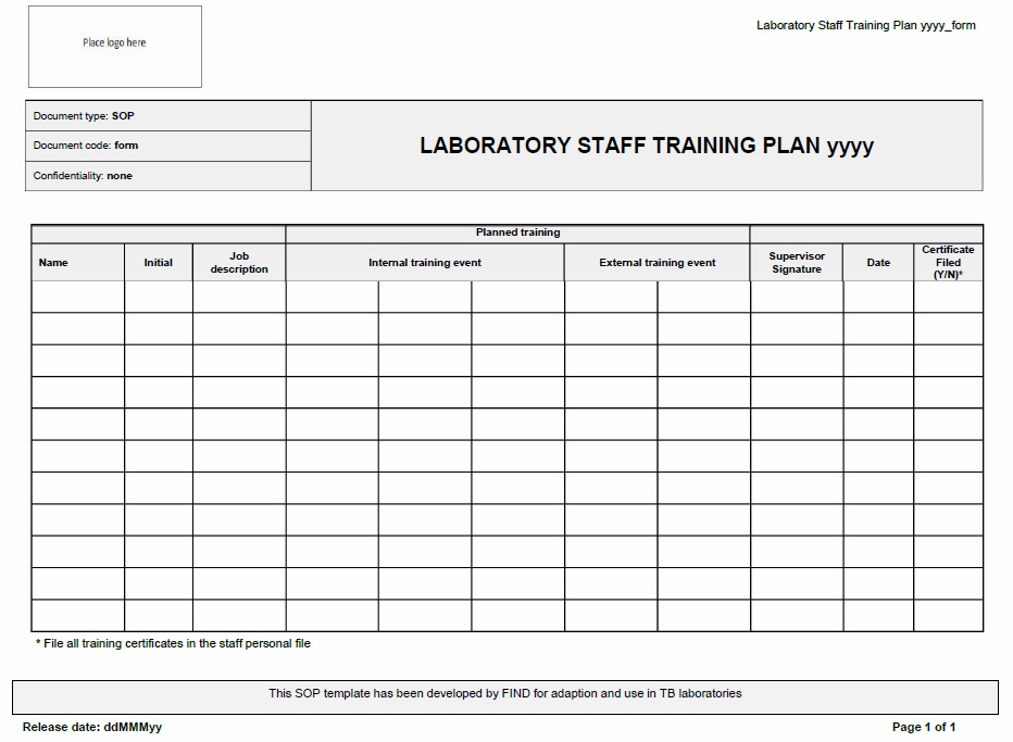 staff training schedule template sample