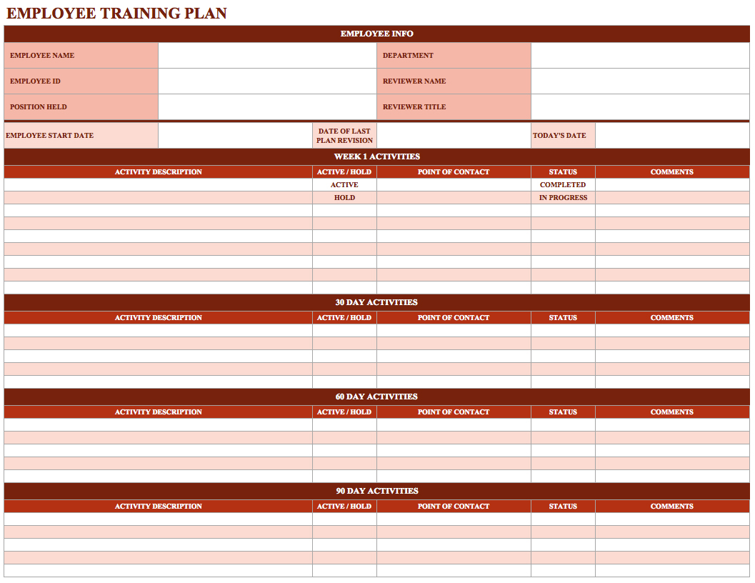 staff training schedule template