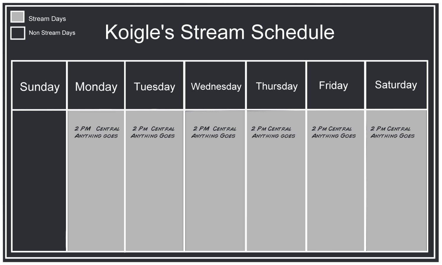stream schedule template example