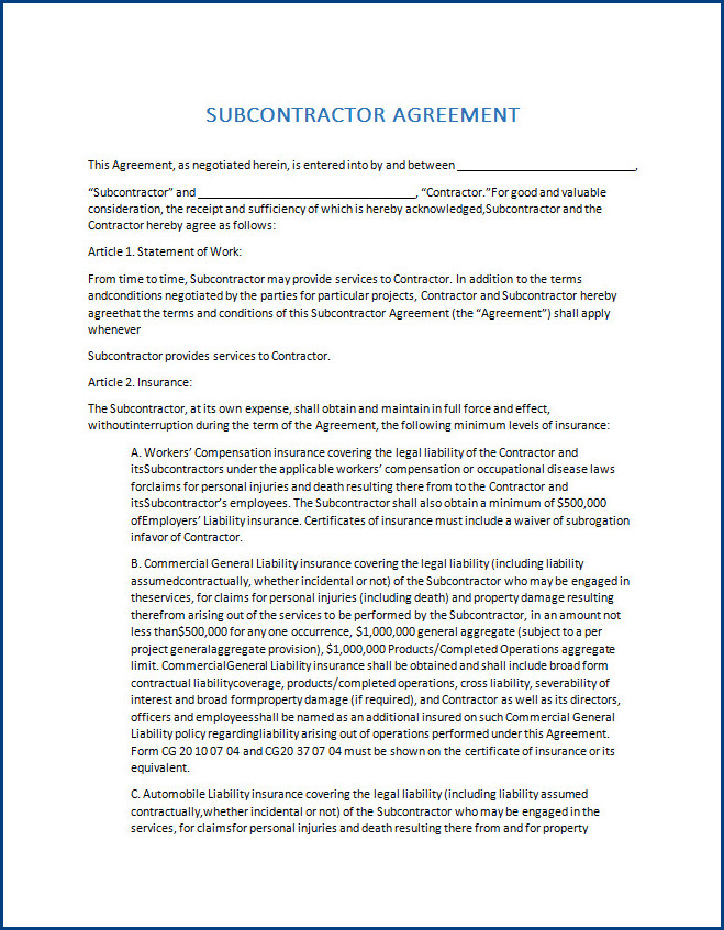 Streamline your projects with our subcontractor agreement template – download now for clear and effective contracting!