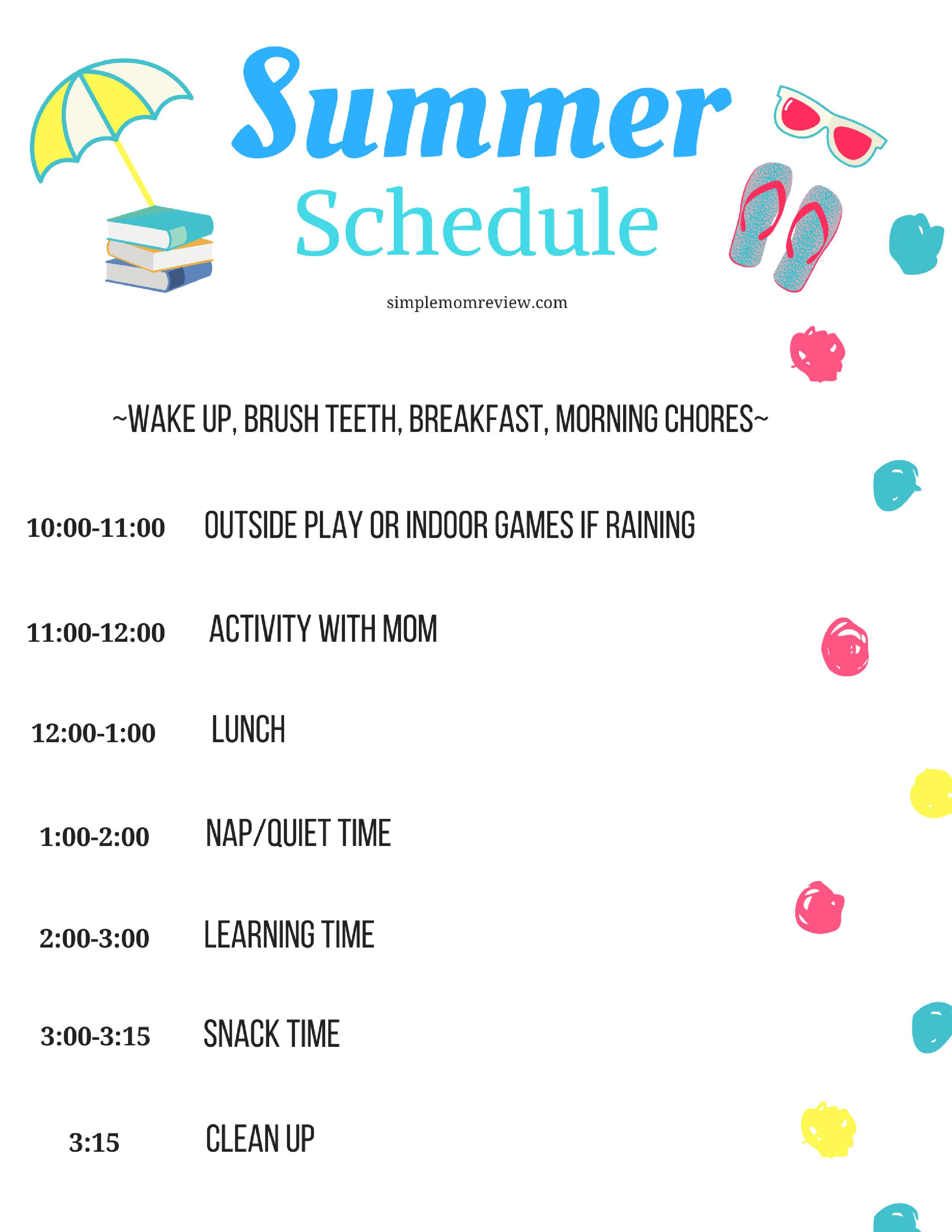 summer schedule template