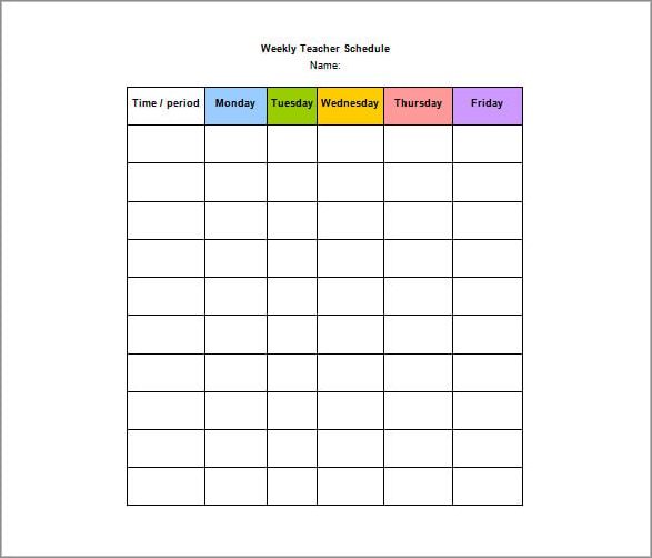 teacher schedule template