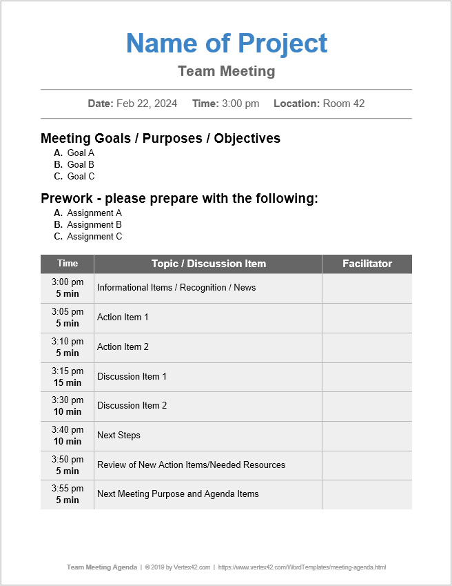 team meeting agenda template example
