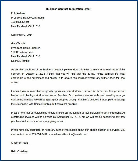 termination of service letter template example termination of service letter template example