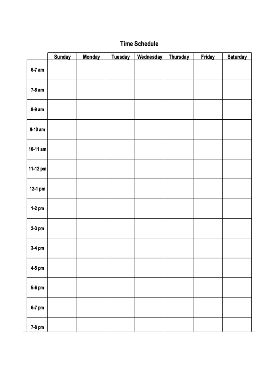 time management schedule template sample