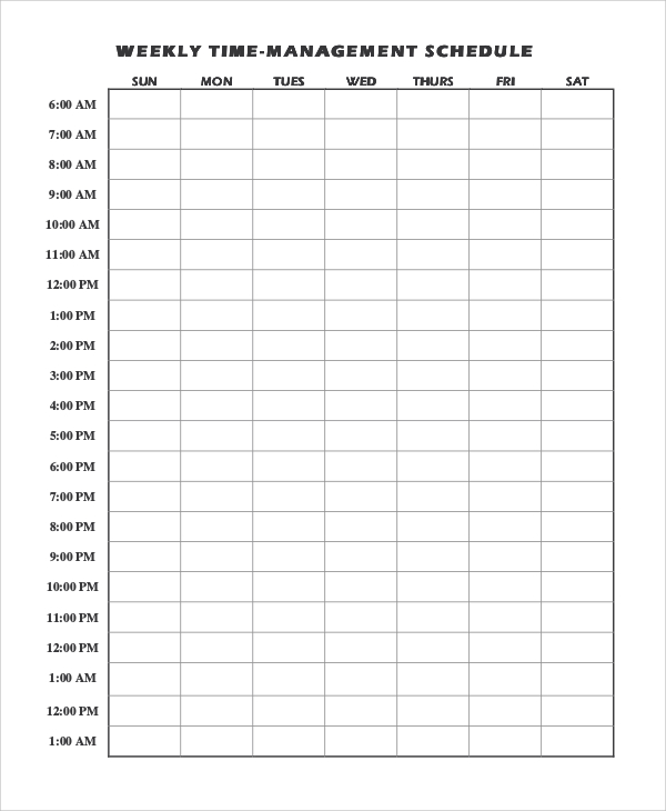 time management schedule template