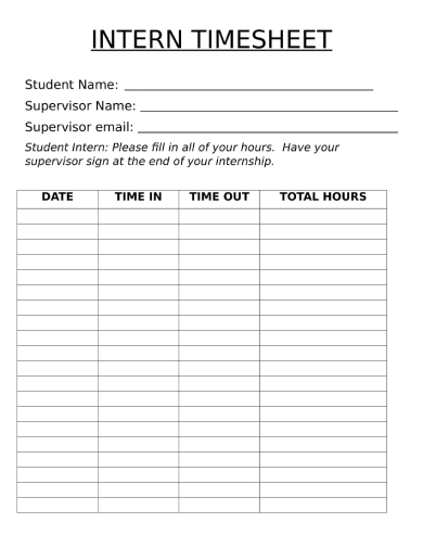 timesheet template for internship
