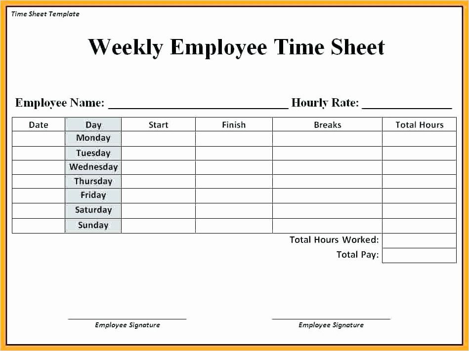 timesheet template with lunch break example