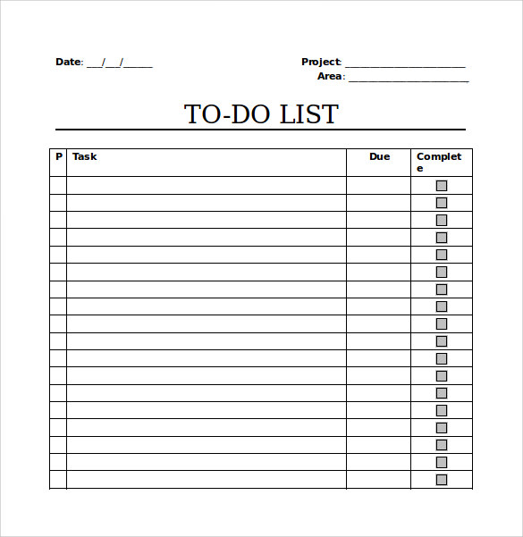 to-do checklist template sample
