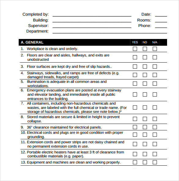 training checklist template example