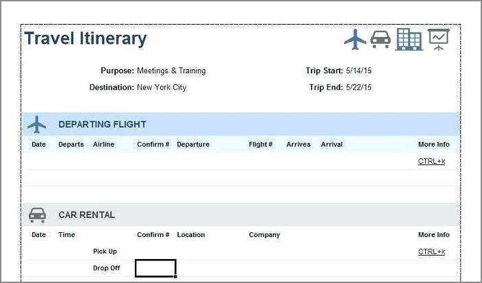 travel itinerary template for executives sample