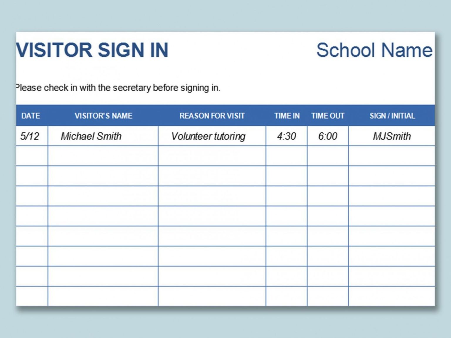 visitors sign-in sheet template