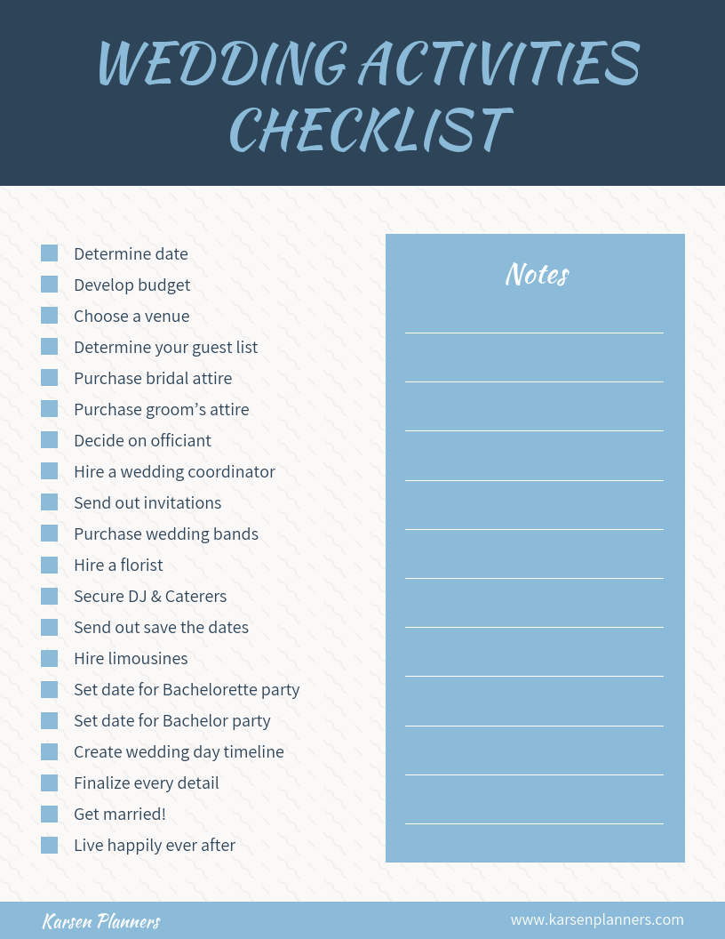 wedding checklist template sample