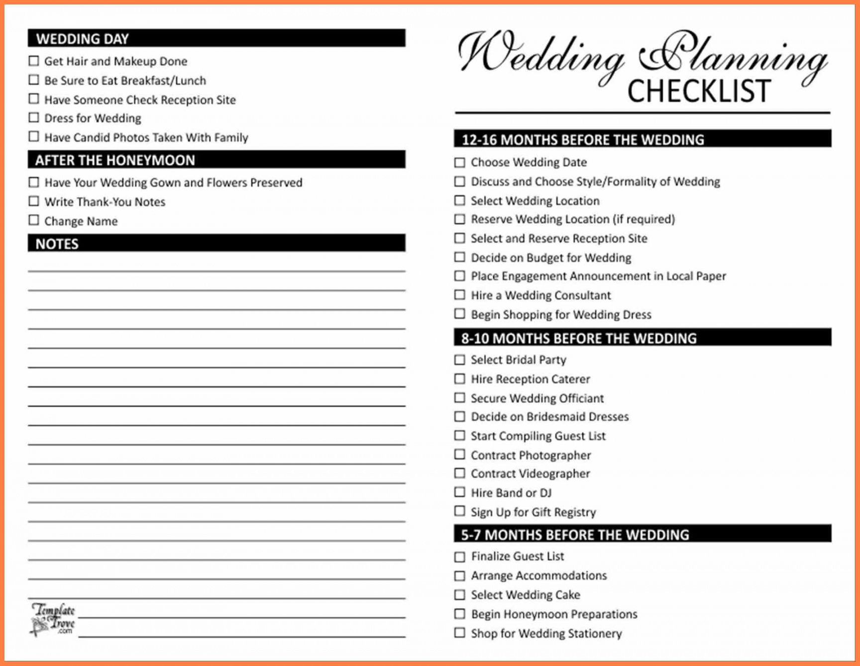wedding checklist template