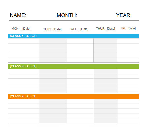 weekend schedule template sample