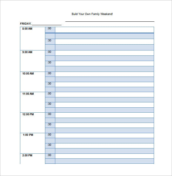 weekend schedule template