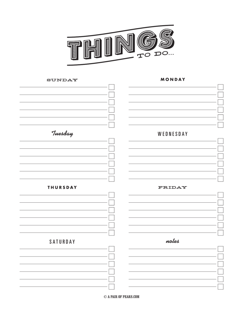 Weekly Checklist Template