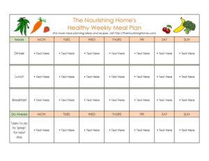 Printable Weekly Dinner Schedule Template