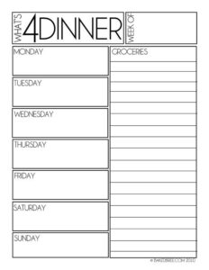 Printable Weekly Dinner Schedule Template