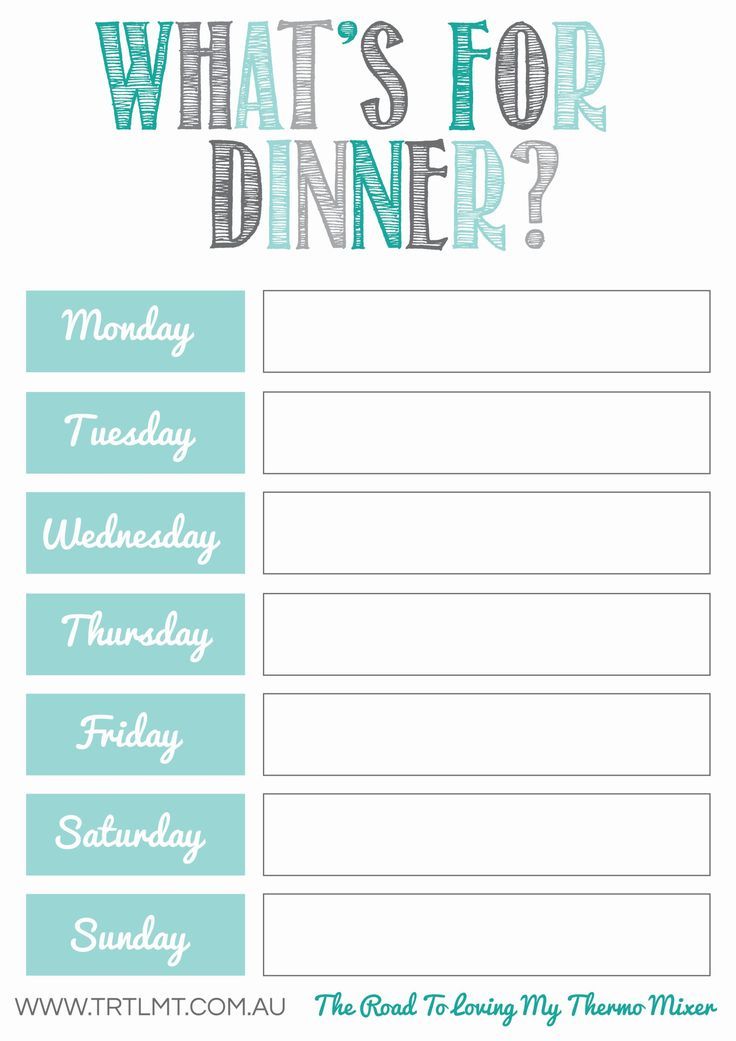 weekly dinner schedule template