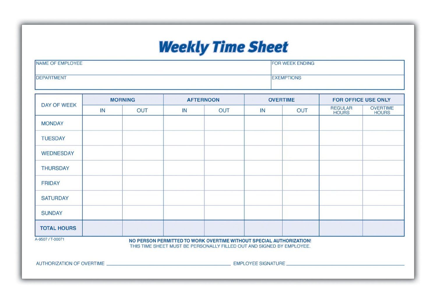 weekly employee timesheet template
