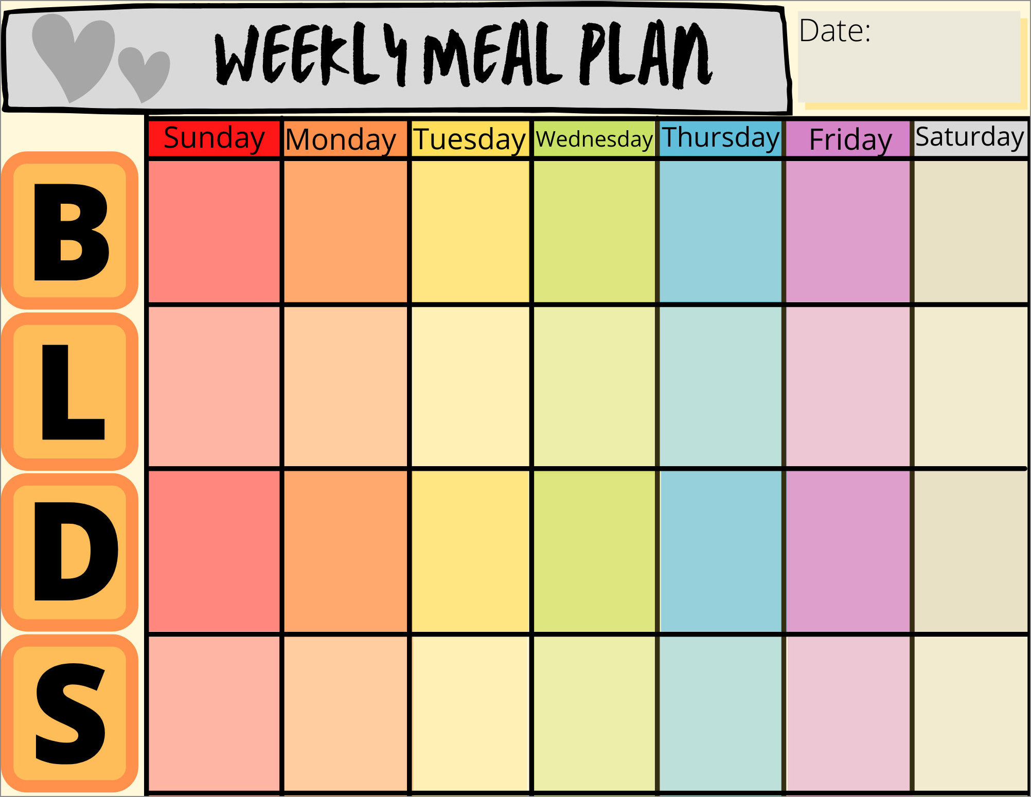 weekly food schedule template