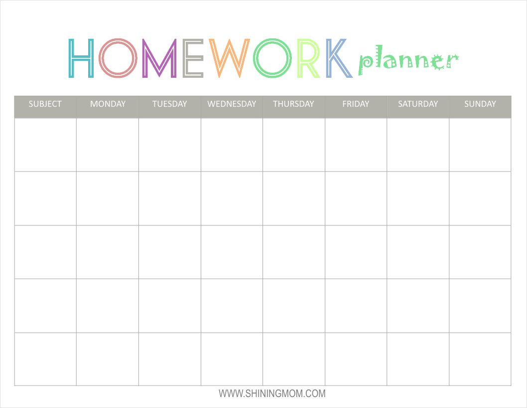 weekly homework planner template example