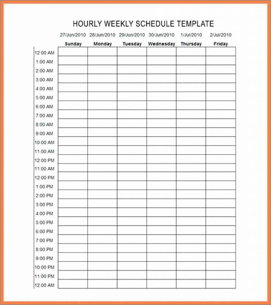 weekly schedule template by hour example